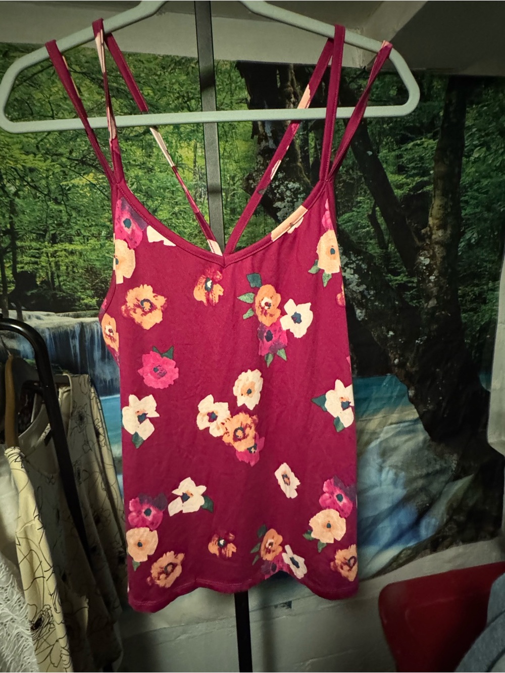 Nanette Lepore Burgundy Floral Double-Strap Camisole